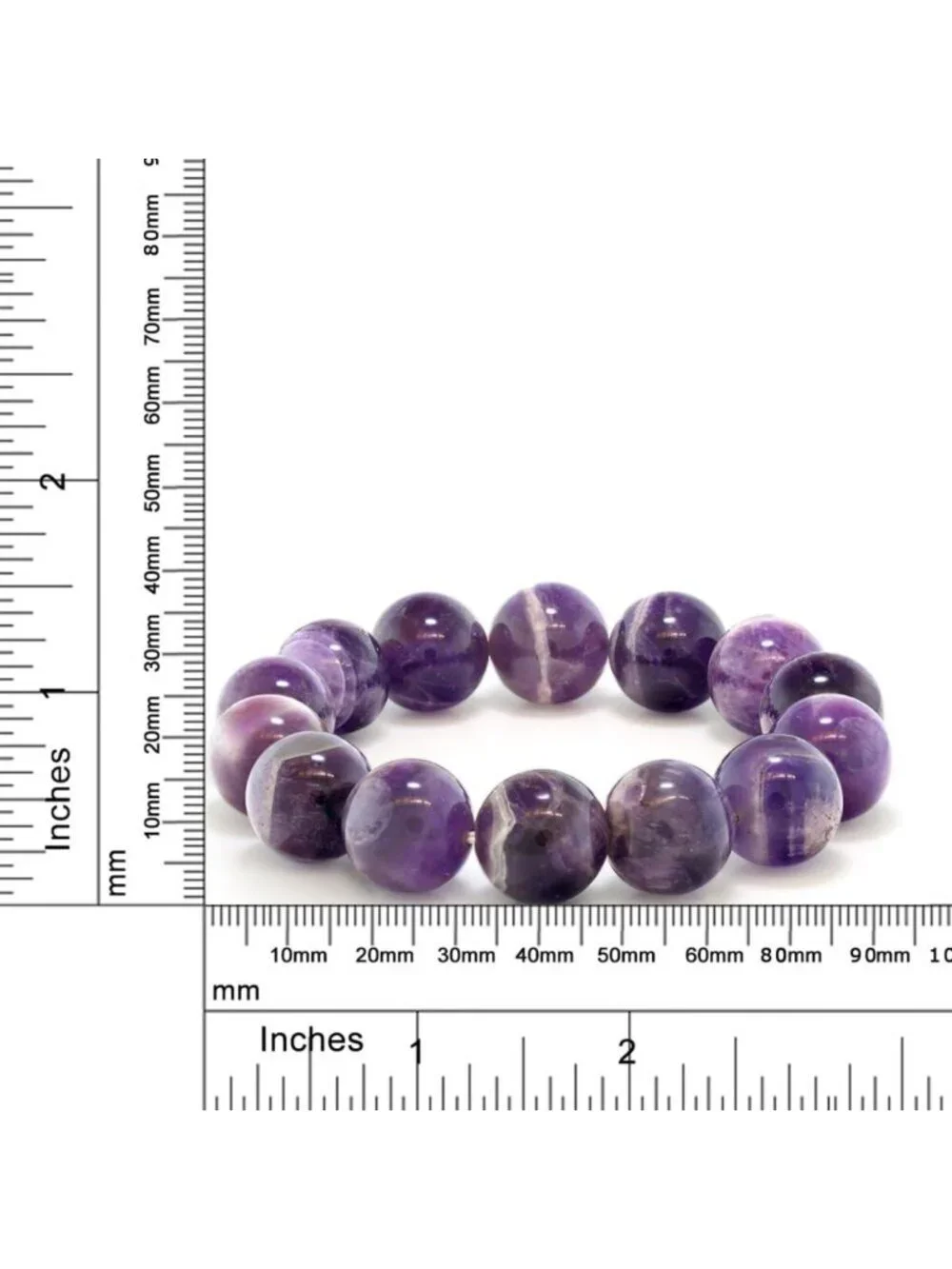 Purple Amethyst Bead Stretchy Bracelet for Women | 8.5 Inch | 16MM Round